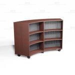 Concave Rolling Library Shelves Oak Curved Storage Bookcases Book Racks Carts