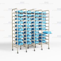 Surgical Instrument Tray Racks SPD Storage Shelves Eliminate Handling OR Packs