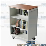 Double-Sided Book Carts Rolling Library Shelves 36wx24d Cart Aurora CART362440LT