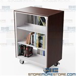 Mobile Book Carts for Libraries Adjustable Shelves 36wx24d Aurora CART362440LTLE
