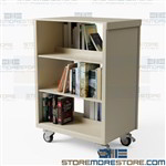 Library Book Carts Double-sided Rolling Shelf 36x24x45 Aurora CART362440STL