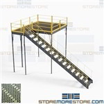 Mezzanine with Stairway Handrails Freestanding Platforms Prefab Steel Decks OSHA