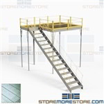 Free Standing Mezzanine with Landing Stairs Handrail Solid Steel Deck 10x10x12