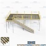 Prefab Mezzanine Platforms Two Story Storage Floorspace Stairs Handrails Deck