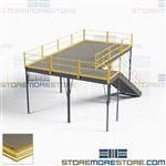 Prefab Mezzanine Freestanding Storage Anti-Skid Deck 10'x20' Handrails Stairs
