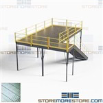 Steel Mezzanine Kits Prefabricated Freestanding Platforms 10'x20' OSHA Stairs