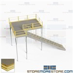 Structural Mezzanine Prefab Steel Platform Industrial Railing Stairs Landing