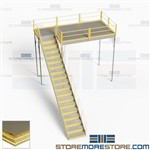 Steel Platform Mezzanines Warehouse Storage Second Level Floorspace Deck Stairs