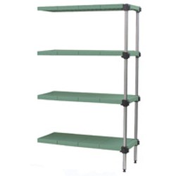 [Discontinued] 23" x 30" Eaglebrite&reg; Zinc, Lifestor&reg; Polymer Shelving - Add-On Unit with 63" High Posts and Four Louvered Shelves, #SMS-69-A4-63Z-L2330PM