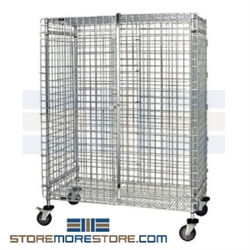 33-1/4" x 33-1/4" x 69" Stainless Steel Mobile, Full-Size Security Unit. Includes 4 Poly Stem Swivel Casters 5" x 1-1/4", Two with Brakes, #SMS-69-CSC3030S