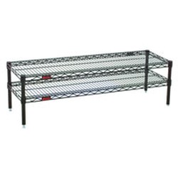 [Discontinued] 24" Length, (4) 14" High Posts, Black Front Case Merchandise Shelf with Two Standard Wire Shelves, #SMS-69-HDFCM1424BL