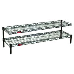 [Discontinued] 24" Length, (4) 14" High Posts, White Front Case Merchandise Shelf with Two Standard Wire Shelves, #SMS-69-HDFCM1424W