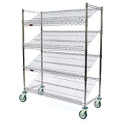 18" x 48" Valu-Master&reg; Gray Epoxy, Angled Shelf/Visual Merchandising Cart, #SMS-69-M1848V-4