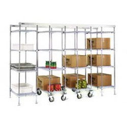 24" Chrome, Mobile Unit Kit with 86" High Post (Casters Included In Post Height) - Master Trak&reg; Overhead Track High-Density, #SMS-69-MUK24-C86