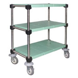 [Discontinued] 23" x 36" Lifestor&reg; Polymer Utility Cart, Stainless Steel Finish with Solid Shelves, #SMS-69-U3-S2336PSM