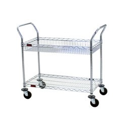 1 Chrome Basket Shelf, 1 Chrome Standard Shelf - Utility Carts with Basket Shelves, #SMS-69-WBC1836C-1B1W