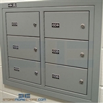 Six Compartment Flush Mount Wall Pistol Lockers with Tube Locks, 25" Wide x 6-1/2" Deep x 20-1/8" High, #SMS-72-EDHGF06