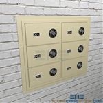 Wall mounted pistol lockers for sidearm temporary storage provides security for small weapons like handguns.