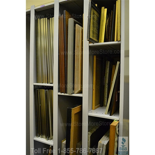 Art Storage System for the storage of fine art in an the art gallery has  extra deep art storage shelves and d…