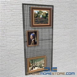 library hanging art display rack or framed painting wire mesh display rack also known as Hanging Artwork wire Mesh wall display panels