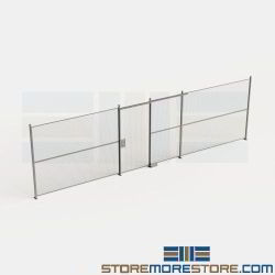 Wire Partitions & Hinged Gate Security Cage Fencing Limit Building Access