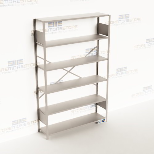 12" Deep Gray Adjustable Open Metal Shelves 48x12x87 Rousseau SHD1040  Starter Unit | 6 Shelves | Metal Storage Shelving | 10 56 13 | Storage  Assemblies | 10 56 00 |Post and Shelf | Storage Rack