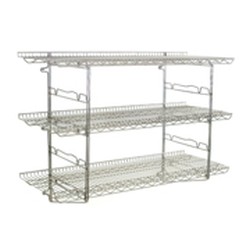 18" x 24" Chrome Finish, 3 Tier Bracket Kit, 1 Shelf and 1 Pair of Brackets - Piggyback Wall Mounted Shelf Kit, #SMS-83-S1-3B-SSW1824C