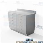 Drawer Base Cabinet Unit 4' Wide Stainless Counter High Cafeteria Hospital Lab