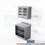 Stainless Glass Door Cabinets Medical Surgical Supply Storage Equipment Lab Vet