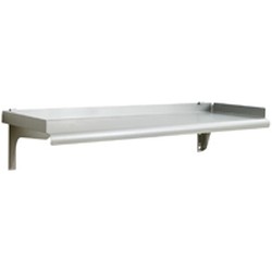 12" x 24" Rolled Front Edge, 14/304 Stainless Steel - Snap-N-Slide&reg; Solid Wall Shelf. 90 Lbs. Weight Capacity, #SMS-83-SWS1224-14/3