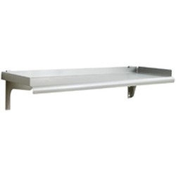 12" x 36" Rolled Front Edge, 16/430 Stainless Steel - Snap-N-Slide&reg; Solid Wall Shelf. 135 Lbs. Weight Capacity, #SMS-83-SWS1236-16/4