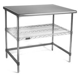 24" x 72" 16 Gauge Type 304 Brushed Stainless Steel Top with Chrome Base - Ac Series; Adjustable&reg; Work Surface Systems, #SMS-84-AC2472T