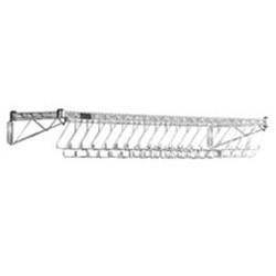 14" x 48" Chrome Finish, Wall Mounted Gowning Rack with Hooks. 30 Hooks, #SMS-84-C1448-WGRH