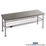 Stainless Steel Gowning Bench with Standard Undershelf - Solid Top (36"W x 18"D x 19"H), #SMS-84-CRB1836