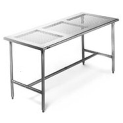 24" x 24" Brushed Stainless Steel Finish, Cleanroom Table - Perforated Top, #SMS-84-CRPT2424T