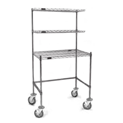 Stainless Steel Mobile Wire Cleanroom Workstation (48"W x 24"D x 63"H) with Two Overshelves, #SMS-84-MWS2448WT-S