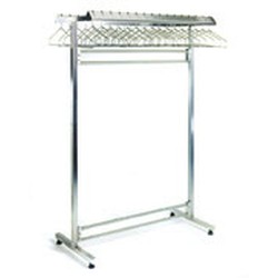 24" x 60" Stainless Steel Finish, Freestanding Double Gowning Rack, Removable Hangers. 40 Hanger Slots, #SMS-84-S2460-DGRR