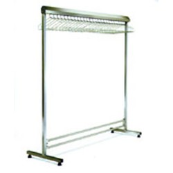24" x 84" Stainless Steel Finish, Freestanding Single Gowning Rack, Non-Removable Hangers. 27 Hanger Slots, #SMS-84-S2484-SGRN