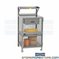 Shop Desk Cabinet Locking Door Shelves Receiving Station Expanded Meta Mesh