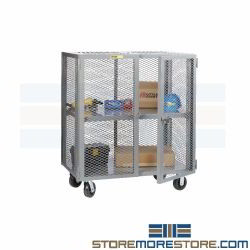 Wire Mesh Cart Locking Doors Storage Dolly Truck Ventilated Cabinet on Casters