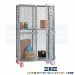 Large Ventilated Mobile Cabinet Bulk Storage Cart Security Bulk Locker Wire Mesh