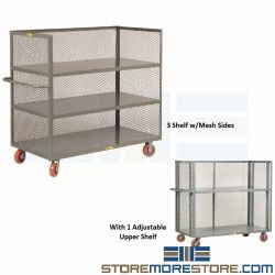 3-Sided Diamond Mesh Shelving Cart Industrial Warehouse Picking