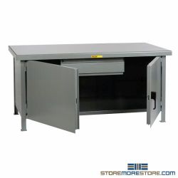 Industrial Bench Cabinet 6'x3' Hinged-Door Workbench Metal Worktable Table Top