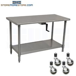 Adjustable Height Movable Table | Lab Stainless Workstation
