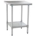 24"W x 24"D 14-gauge/304 Stainless Top Worktable with Marine Counter Edge and 4 Galvanized Legs and Undershelf, #SMS-88-T2424EM