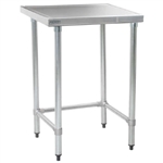 24"W x 24"D 14-gauge/304 Stainless Top Worktable with Marine Counter Edge and 4 Stainless Tubular Legs, #SMS-88-T2424STEM