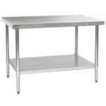 30"W x 24"D 14-gauge/304 Stainless Top Worktable with Marine Counter Edge and 4 Galvanized Legs and Undershelf, #SMS-88-T2430EM
