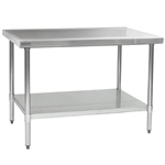 30"W x 24"D 14-gauge/304 Stainless Top Worktable with Marine Counter Edge and 4 Stainless Legs and Undershelf , #SMS-88-T2430SEM