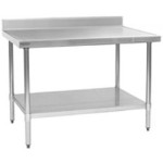 36"W x 24"D 14-gauge/304 Stainless Top Worktable with Backsplash and Marine Edge, 4 Galvanized Legs and Undershelf, #SMS-88-T2436EM-BS