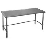 36"W x 24"D 14-gauge/304 Stainless Top Worktable with Marine Counter Edge and 4 Stainless Tubular Legs, #SMS-88-T2436STEM